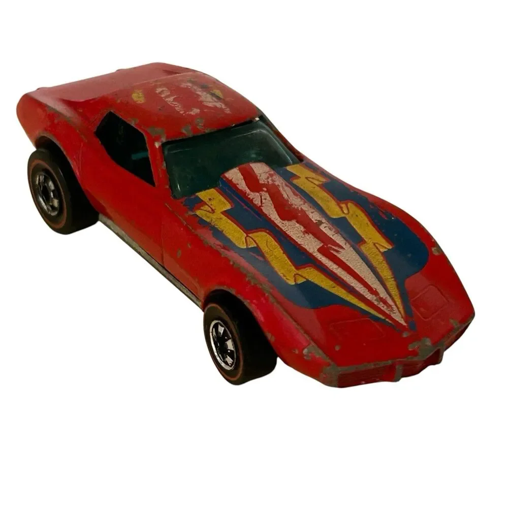 Vintage Hot Wheels Redline 1975 Corvette Stingray Flying Colors Red Hong Kong